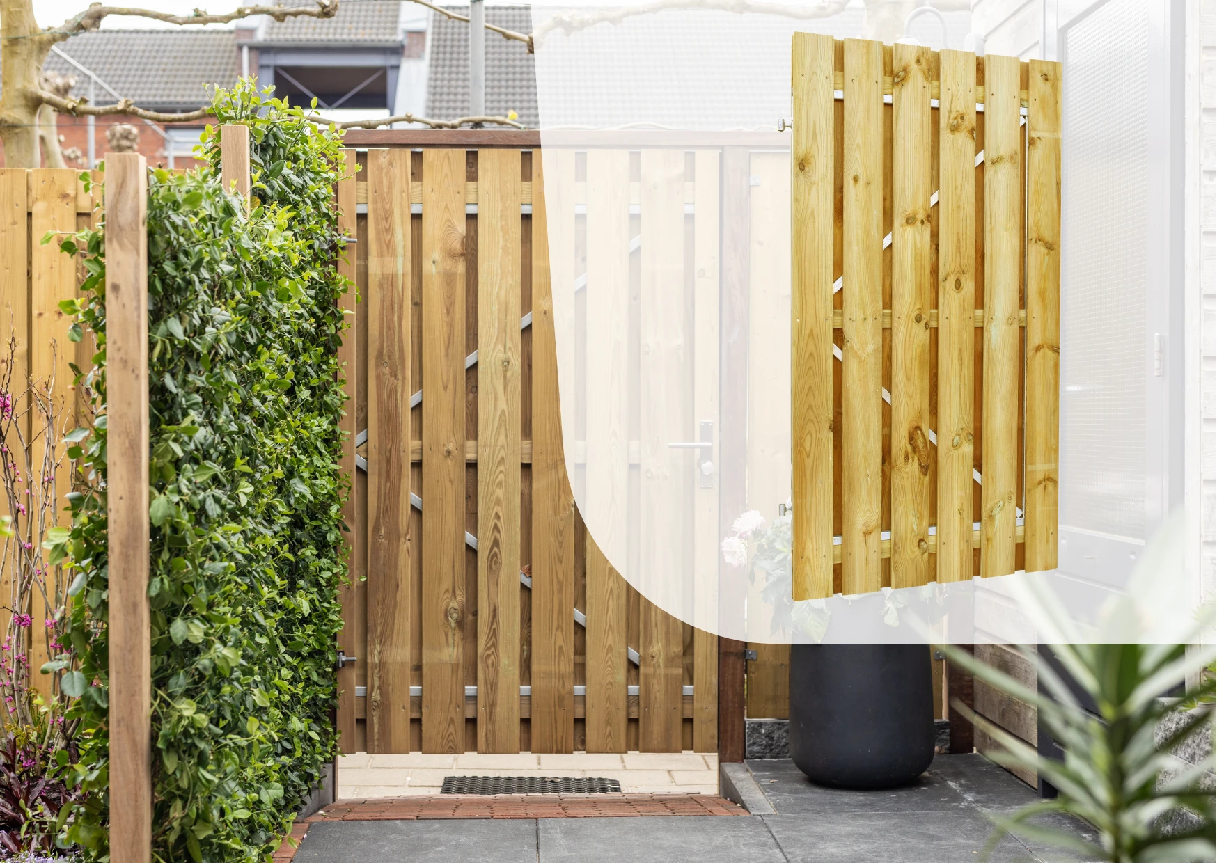 Grenen Poortdeur op Stalen Frame 100 x 195 cm - Afbeelding 2